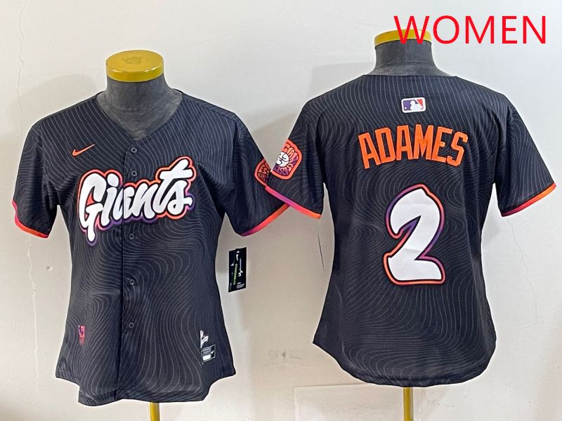 Women San Francisco Giants #2 Adames Black Joint Name Nike 2025 MLB Jersey style 1